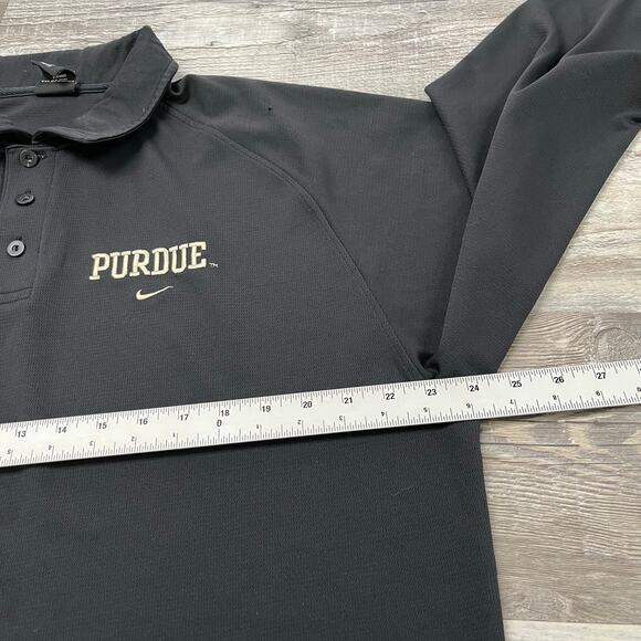 Vintage Nike Team Black Purdue University L‎ Long Sleeve Dri-Fit Polo Shirt - Picture 5 of 9